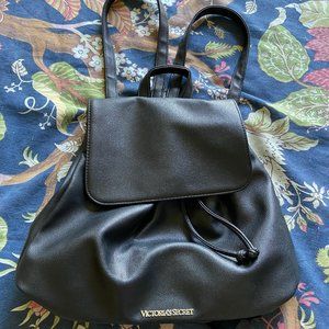 Black Vegan Leather Backpack